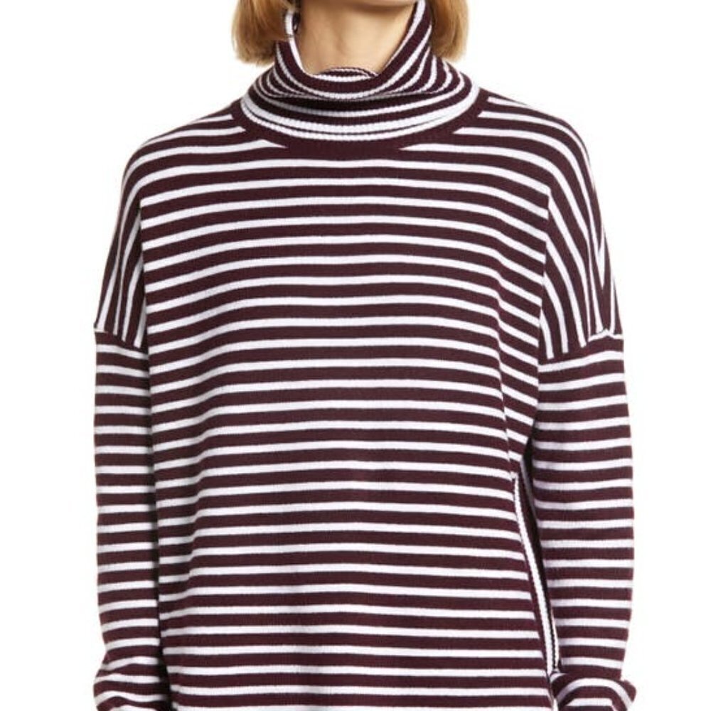 𝅺french Connection BNWT Cowl Stripe Ribbed Sweater